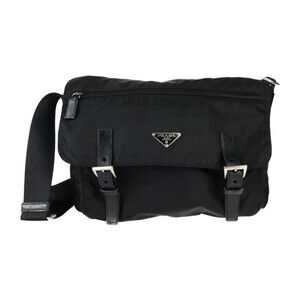 PRADA Black Leather Shoulder Bag